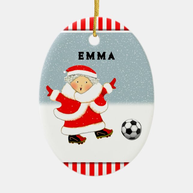 Girls Soccer Christmas Collectable Ceramic Tree Decoration (Front)
