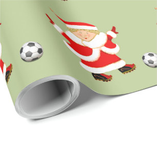 Girls Soccer Christmas Gift Wrapping Paper