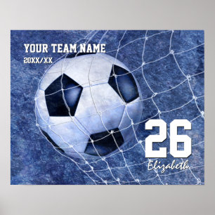 Girls' soccer commemorative team her name number poster