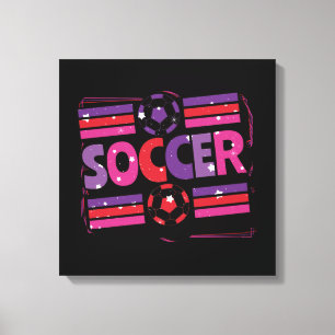 Girls Soccer Geometric Retro Typography Canvas Print