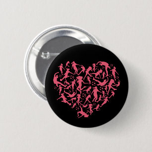Girls Soccer Heart - Women Players Button