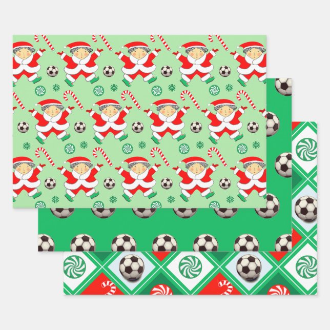 Girls Soccer Holiday Gift Wrapping Paper (Set)