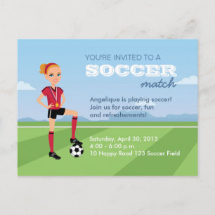 Girl's Soccer Match Postcard Invitation