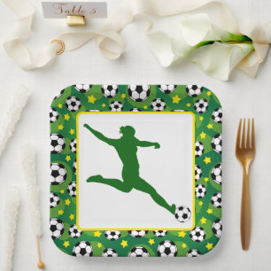 Girls Soccer Party Paper Plate
