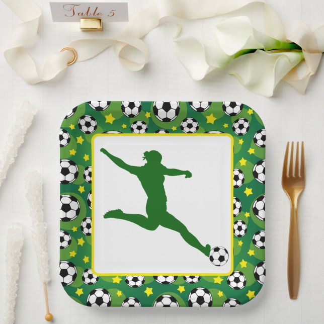 Girls Soccer Party Paper Plate (Wedding)