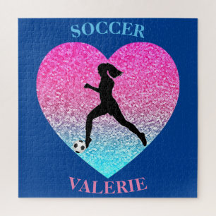 Girls Soccer Personalised Jigsaw Puzzle