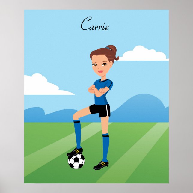 Girl's Soccer Player Illustration Poster (Front)