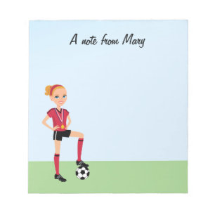 Girl's Soccer Player Notepad Personalised