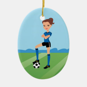 Girl's Soccer Player Ornament Illustrated
