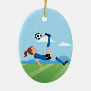 Girl's Soccer Player Personalised Ceramic Tree Decoration