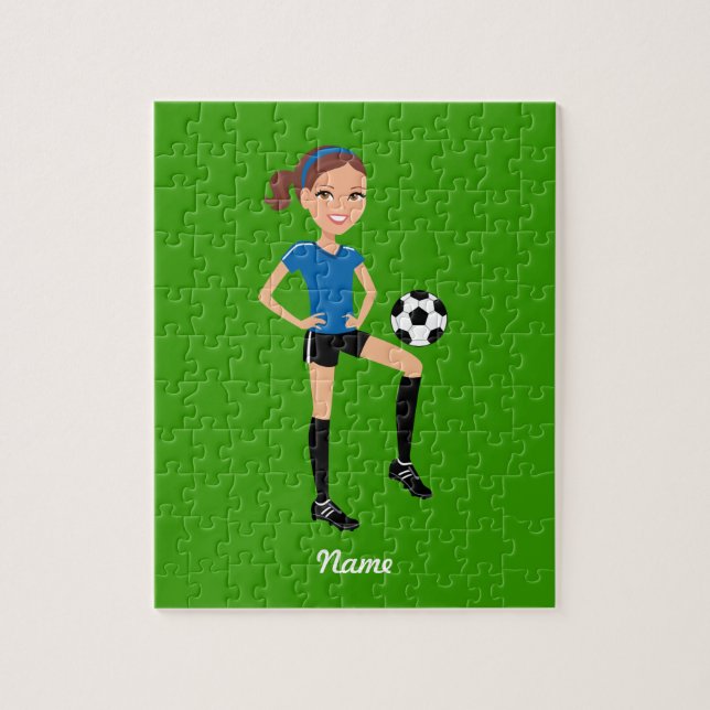 Girl's Soccer Player Personalised Jigsaw Puzzle (Vertical)