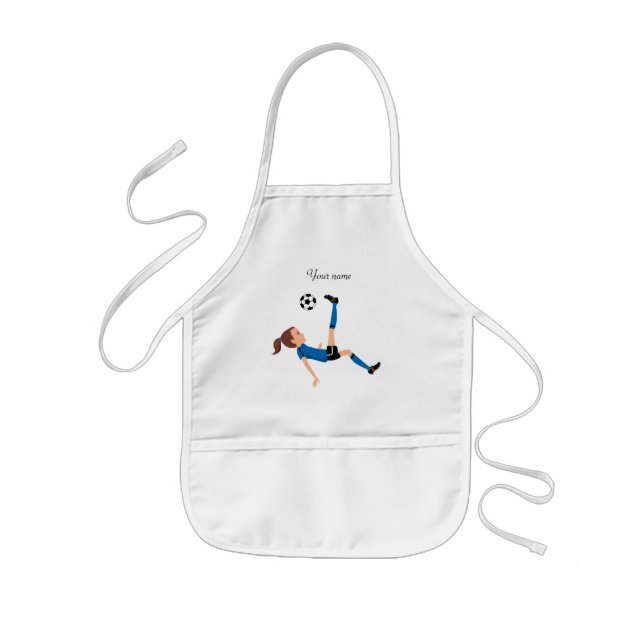 Girl's Soccer Player Personalised Kids Apron (Front)