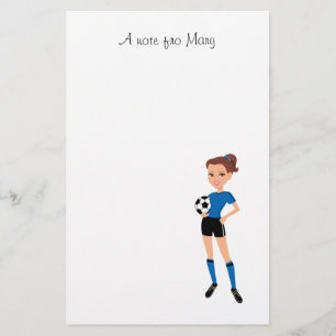 Girl's Soccer Player Personalised Stationery