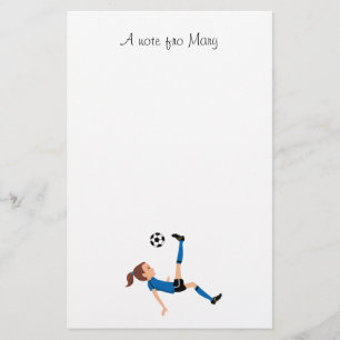Girl's Soccer Player Personalised Stationery