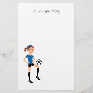 Girl's Soccer Player Personalised Stationery