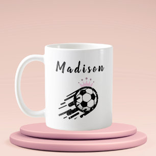 Girls Soccer Queens Crown Sport Team Personalised Coffee Mug