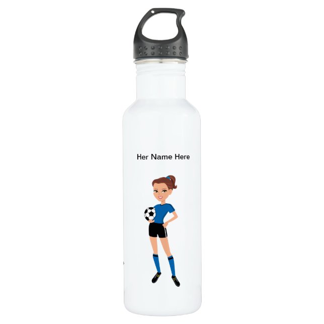 Girl's Soccer Rugged Illustrated 710 Ml Water Bottle (Front)