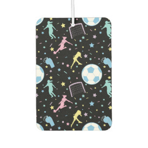 Girls Soccer Silhouettes Stars and Sparkles Car Air Freshener