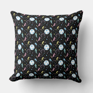Girls Soccer Silhouettes Stars and Sparkles Cushion