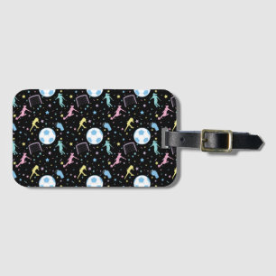 Girls Soccer Silhouettes Stars and Sparkles Luggage Tag
