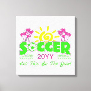 Girls Soccer Sunshine Palm Trees Canvas Print