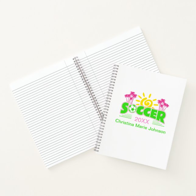Girls Soccer Sunshine Palm Trees Notebook (Inside)