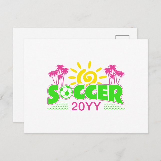 Girls Soccer Sunshine Palm Trees Postcard (Front/Back)