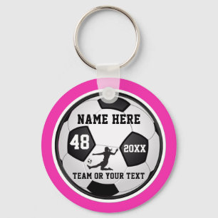 Girls Soccer Team Gifts, Your Colours and Text Key Ring