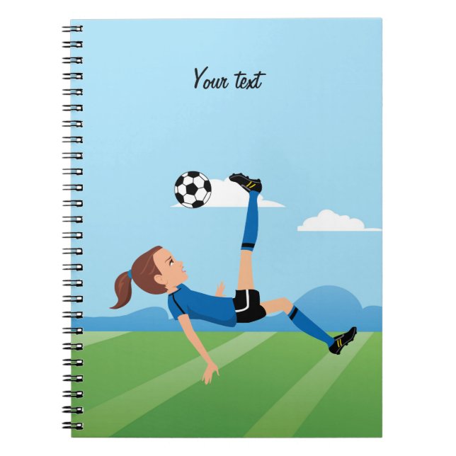 Girl's Soccer Themed Notebook Personalised (Front)
