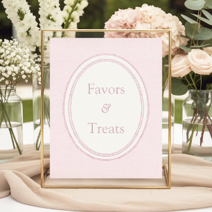 Girls Soft Pink Textured Favours & Treats Sign