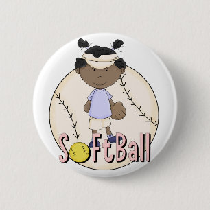 Girls Softball African American t-shirts and Gifts 6 Cm Round Badge