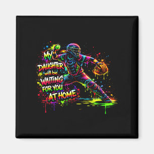 Girls Softball Catchers Mum Warning Electric Colou Magnet