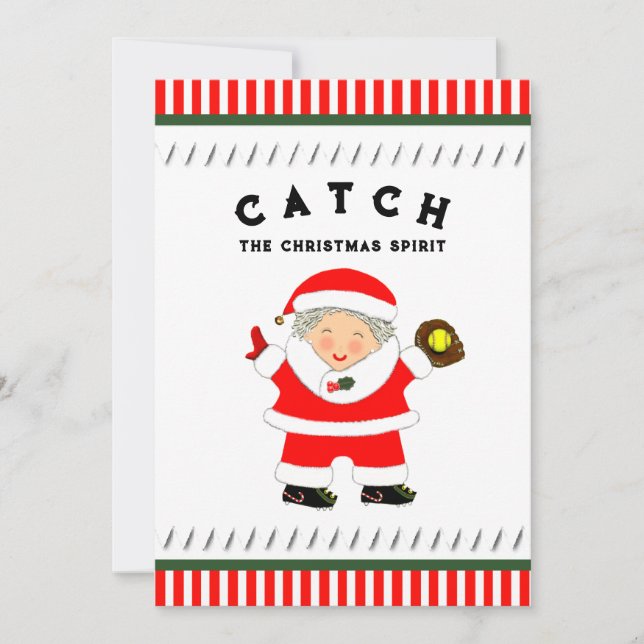 Girls Softball Christmas Holiday Card (Front)