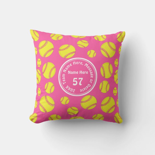 Girls Softball Gifts, Personalised Softball Pillow (Front)