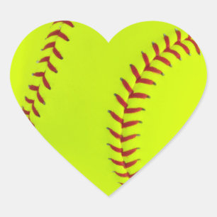 Girls Softball Heart Stickers