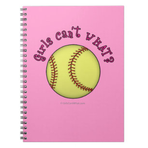 Girls Softball-Pink Text Notebook