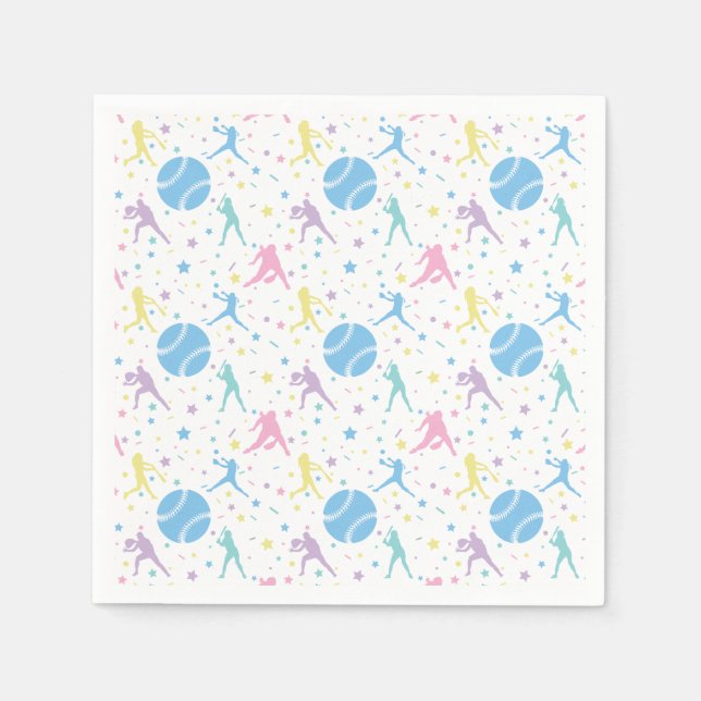 Girls Softball Player Stars Napkin (Front)