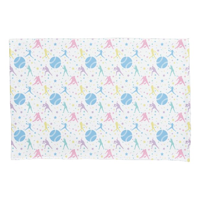 Girls Softball Player Stars Pillowcase (Front)