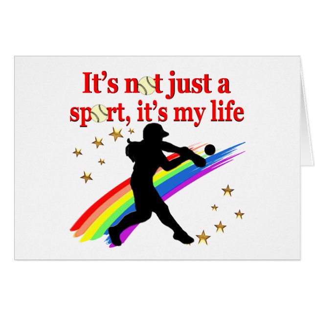 GIRLS SOFTBALL RED RAINBOW INSPIRATIONAL DESIGN (Front Horizontal)