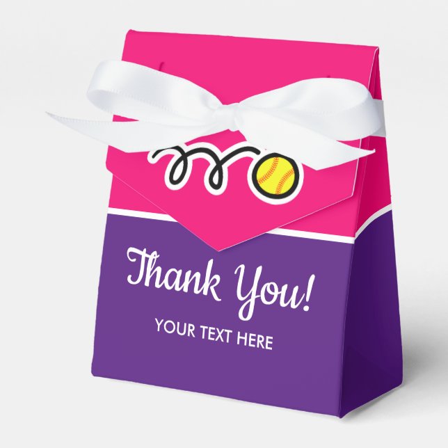 Girl's softball sports custom Birthday thank you Favour Box (Front Side)