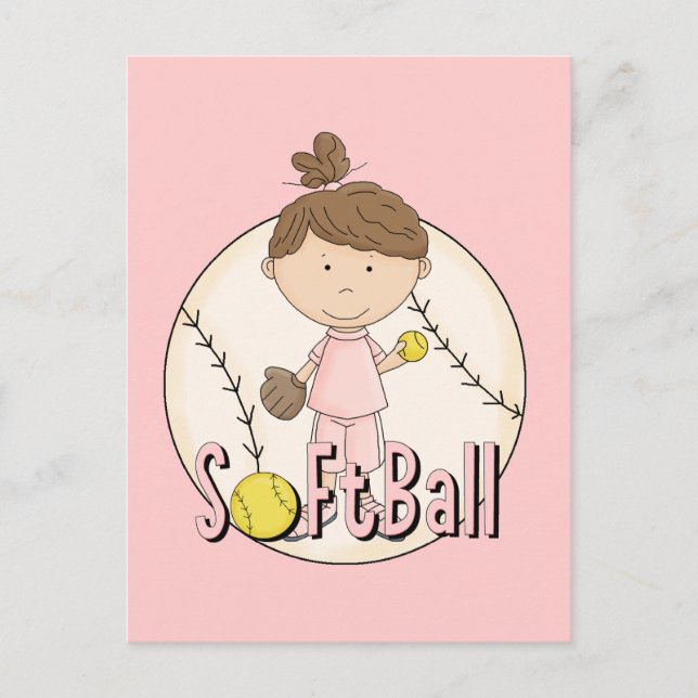 Girls Softball T-shirts and Gifts Postcard (Front)