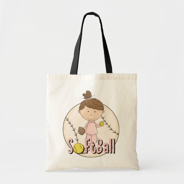 Girls Softball T-shirts and Gifts Tote Bag (Front)