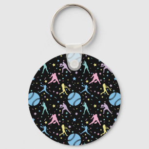 Girls Softball - Women Players with Stars Key Ring