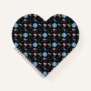 Girls Softball - Women Players with Stars Notebook