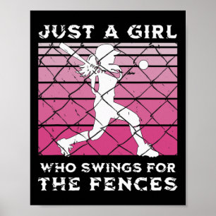Girls Softll Just A Girl Who Swings For The Fences Poster