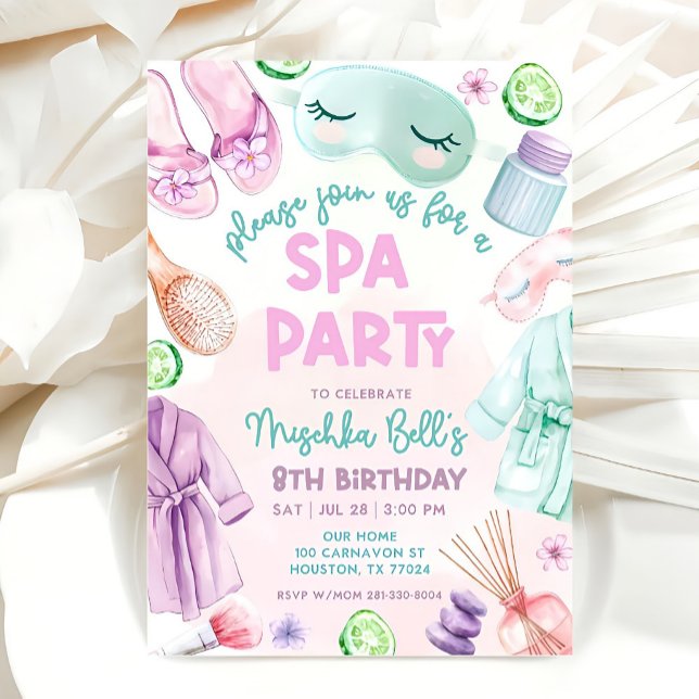Girls Spa Birthday, Spa Party Birthday Glam Party Invitation (Creator Uploaded)