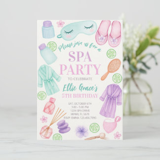 Girls Spa Birthday, Spa Party Birthday Invitation