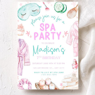 Girls Spa Birthday, Spa Party Birthday Invitation, Invitation