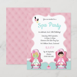 Girls Spa Invite Pamper party Make up invitation