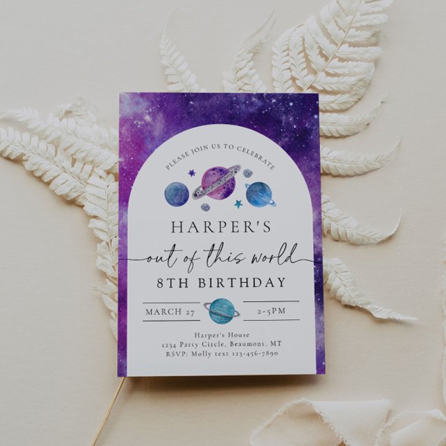 Girl's Space Birthday Invitation | Space Birthday (Creator Uploaded)